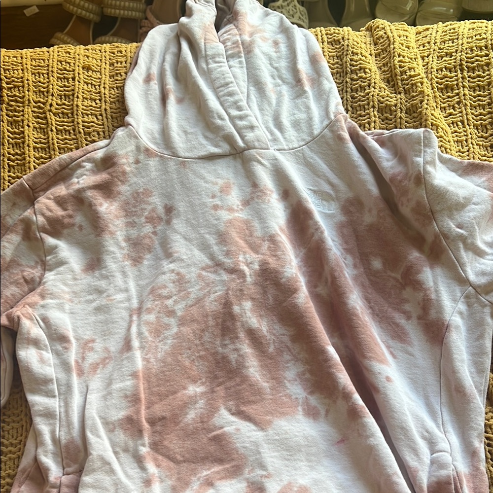 Pink and White north face Tie-Dye Hoodie